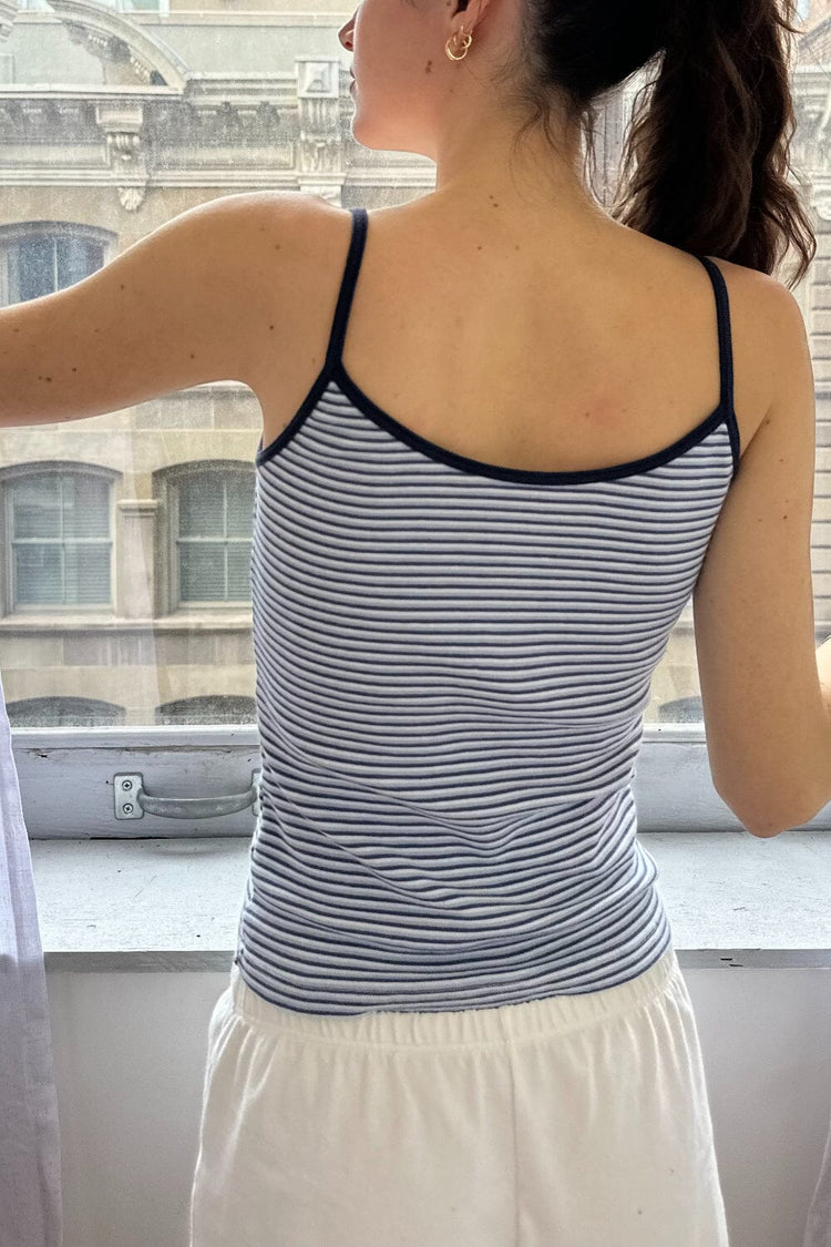 Skylar Striped Tank | White Navy Blue Stripes / XS/S