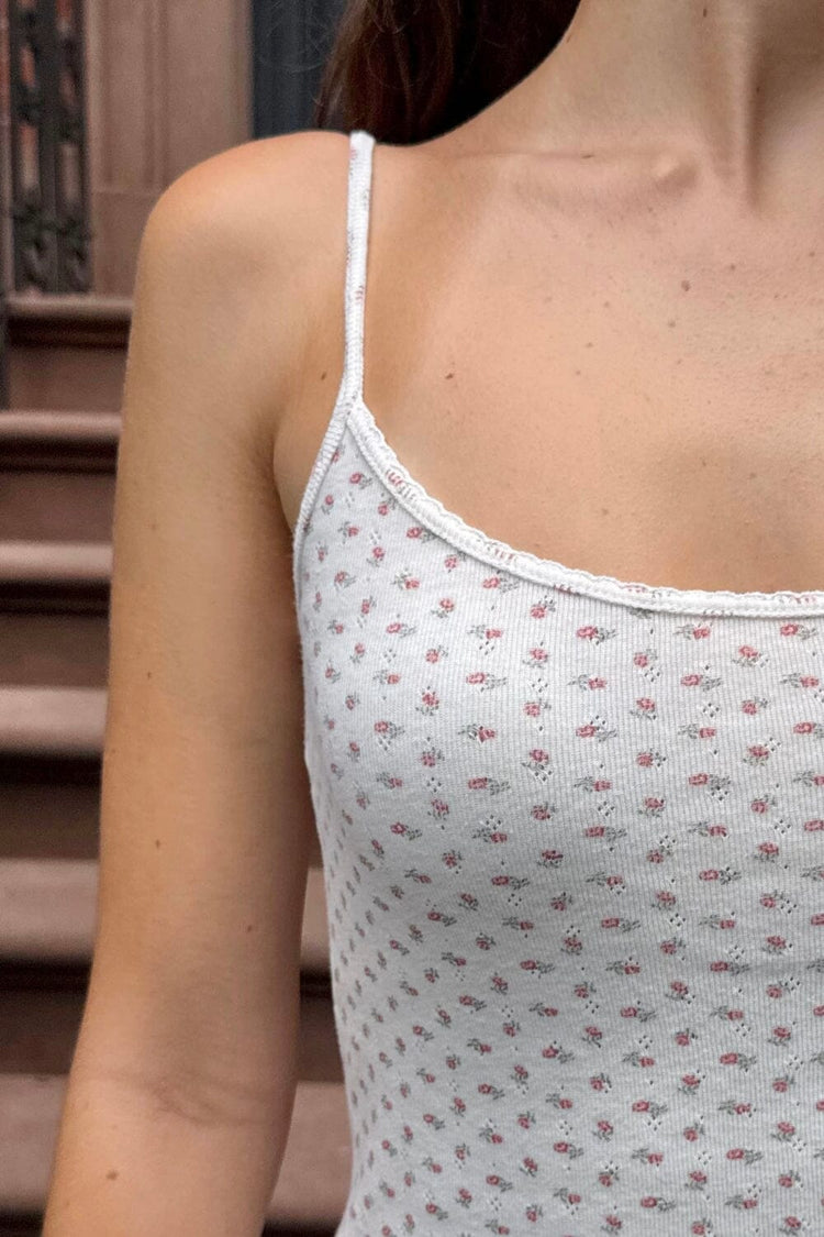 Skylar Tank | White With Roses / XS/S