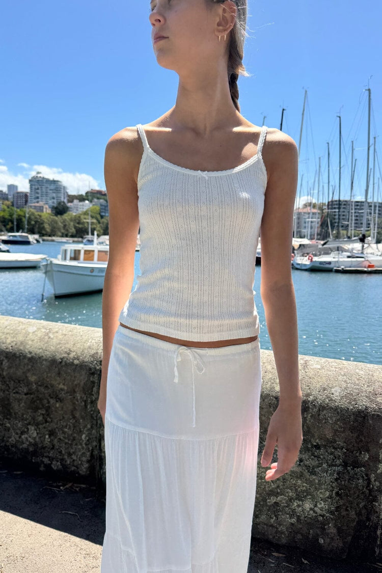 Skylar Ribbed Eyelet Tank | White / XS/S