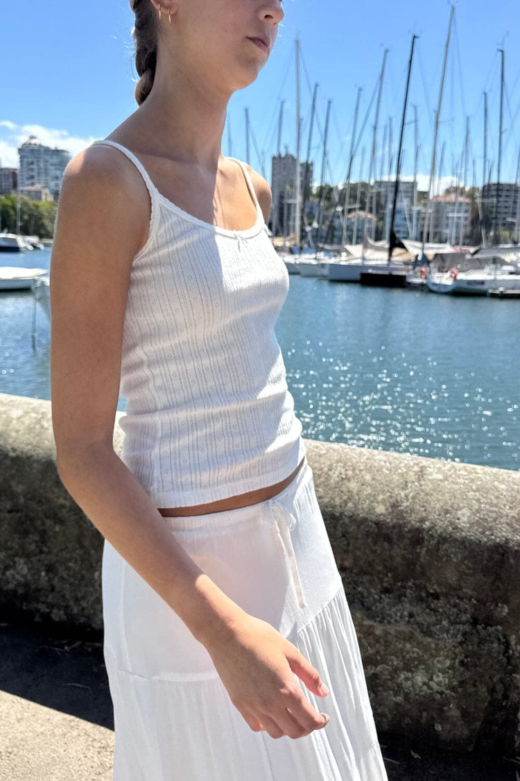 Skylar Ribbed Eyelet Tank | White / XS/S