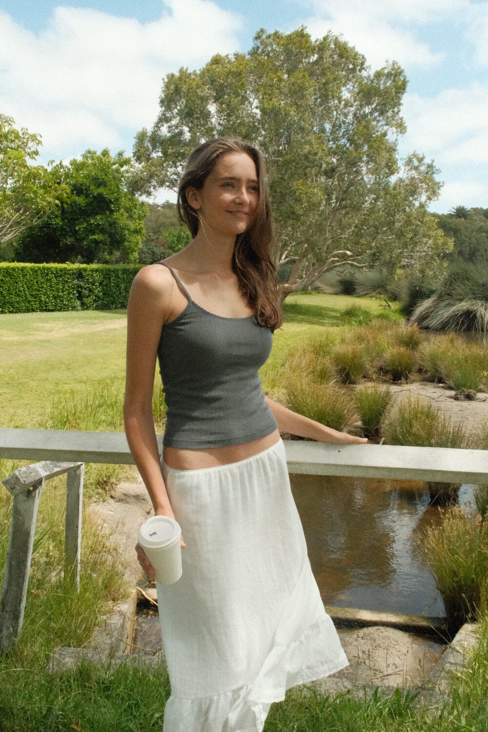 Skylar Eyelet Tank | Dark Grey / XS/S