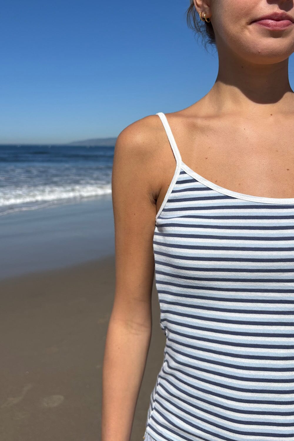 White With Navy And Light Blue Stripes / XS/S