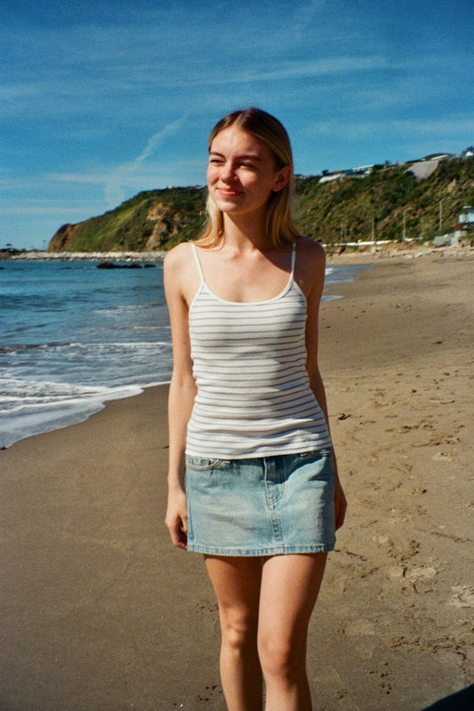 White With Faded Navy Stripes / XS/S