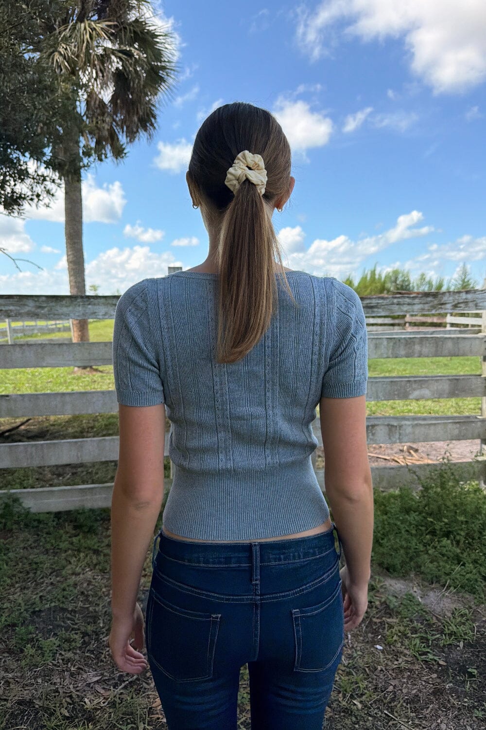 Zelly Eyelet Button Up Top | Heather Grey / XS/S