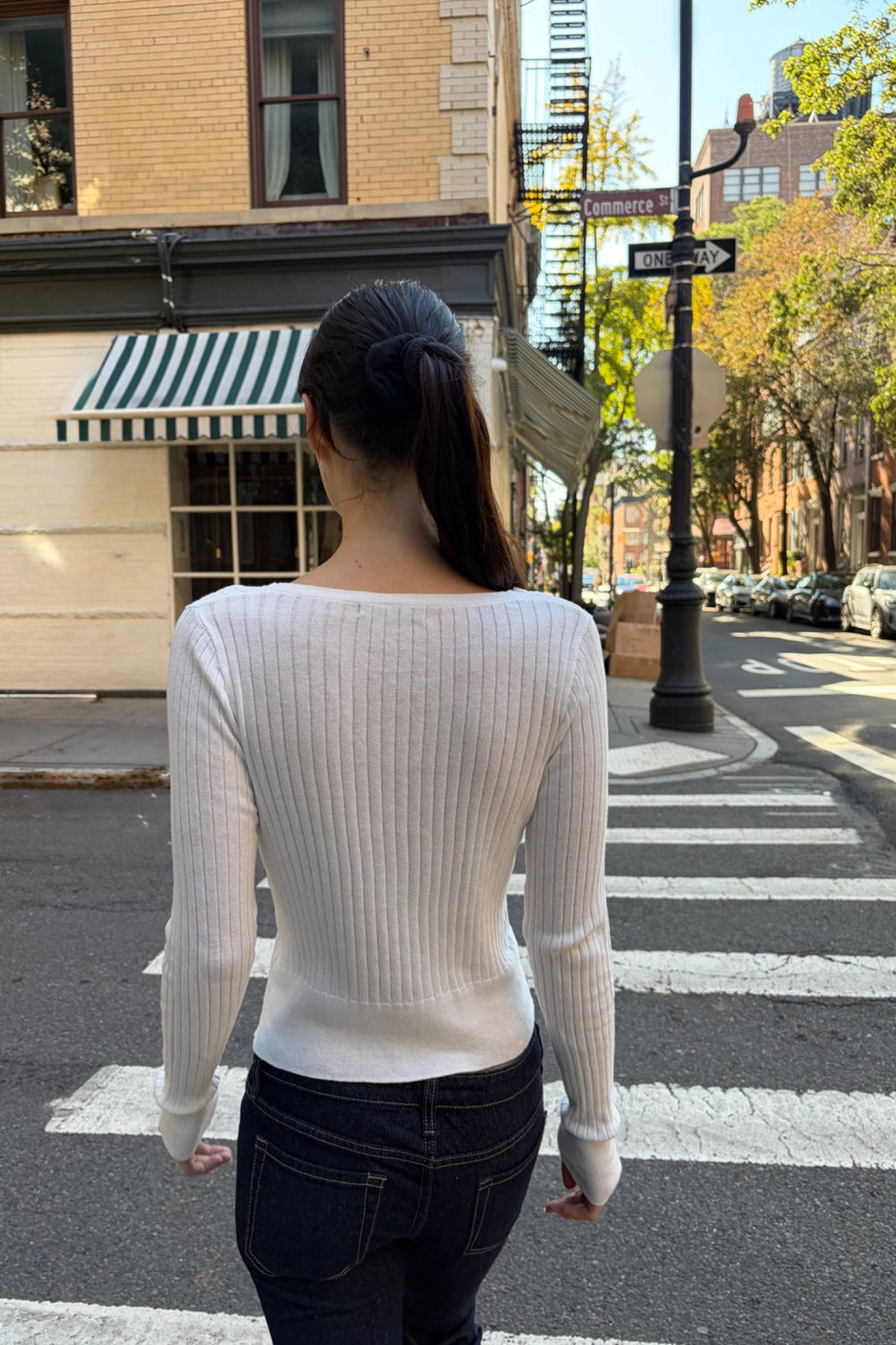 Zelly Ribbed Knit Top | White / XS/S