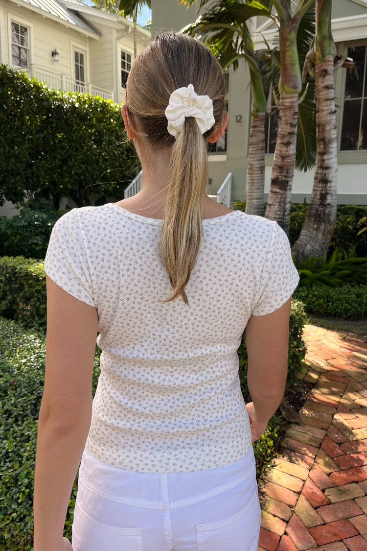 Zelly Floral Eyelet Top | Ivory Lilac Floral / XS/S