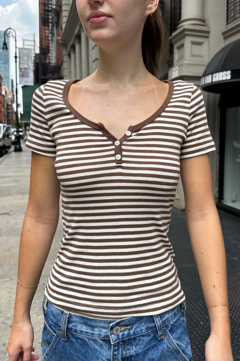 Ivory Brown Thick Stripes / XS/S