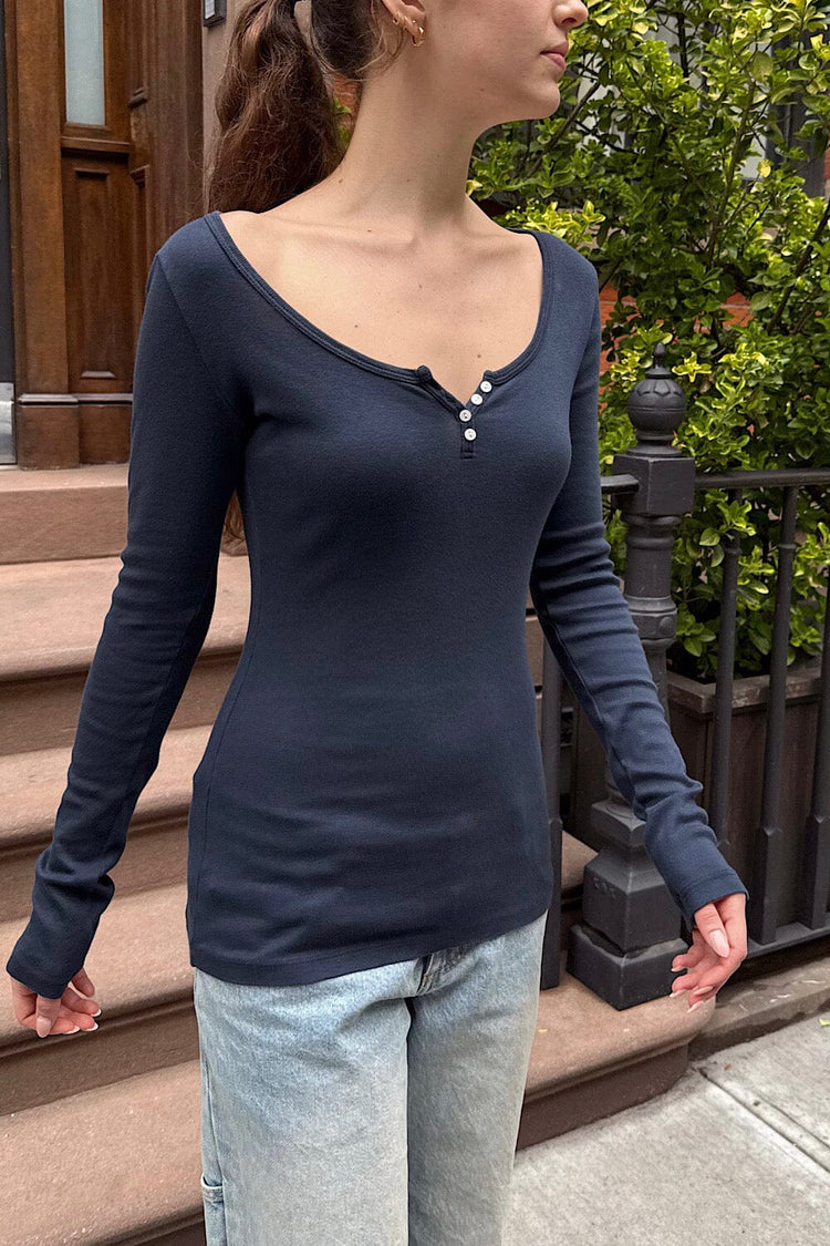 Zelly Long Sleeve Top | Navy Blue / S