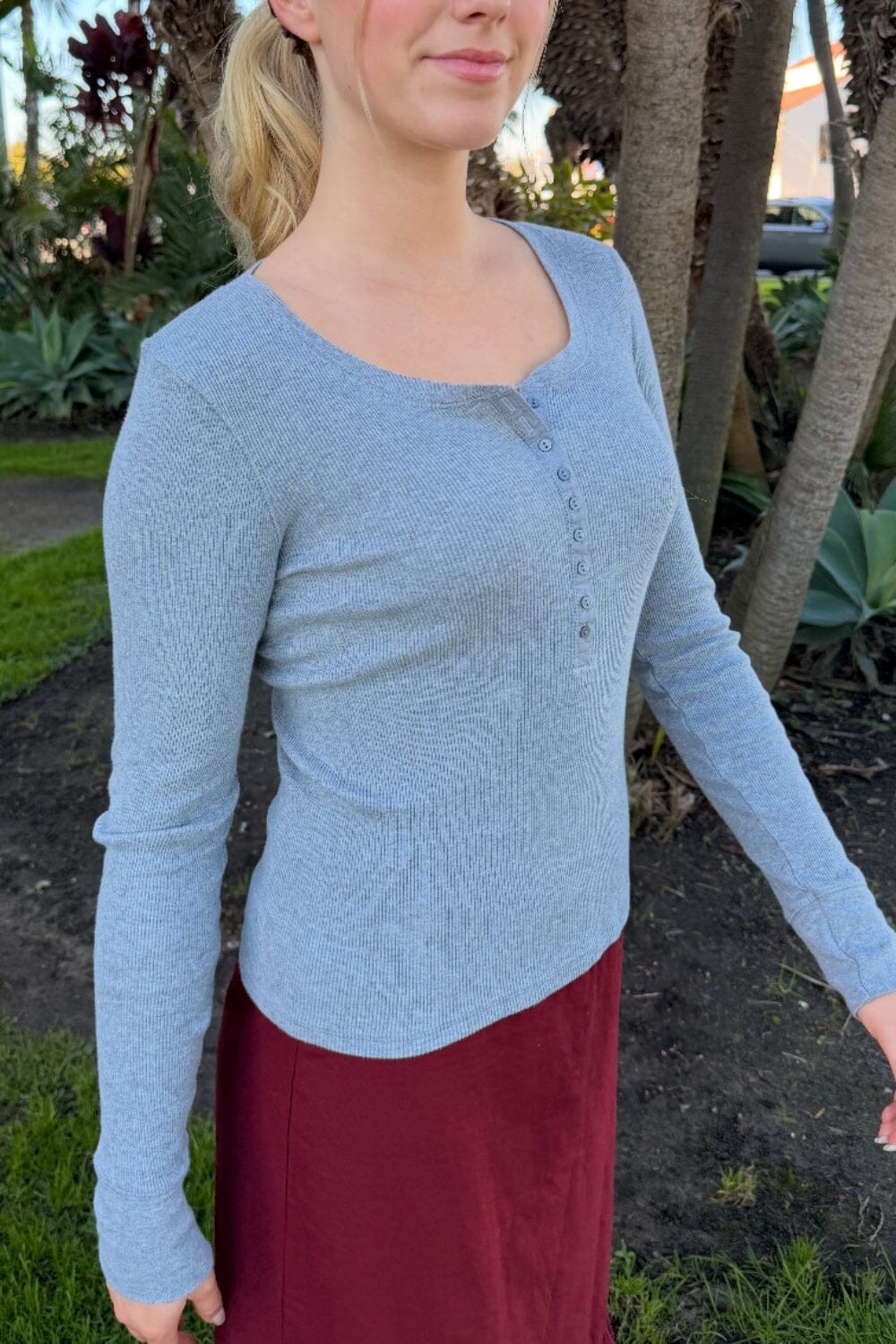 Zelly Ribbed Top | Ash Grey / XS/S