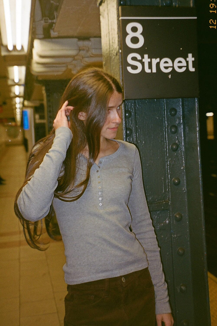 Zelly Ribbed Top | Ash Grey / XS/S