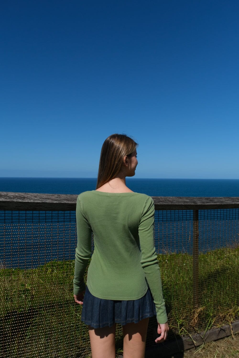 Zelly Ribbed Top | Light Olive Green / XS/S