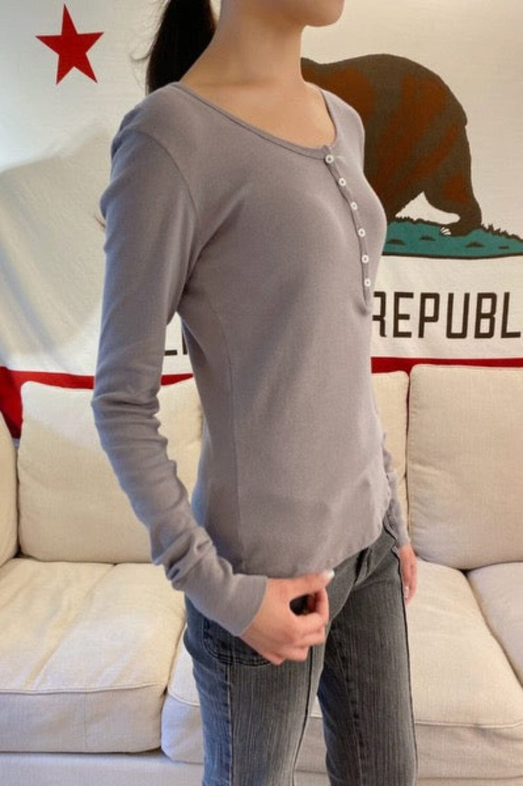 Zelly Long Sleeve Top | Light Charcoal Grey / S