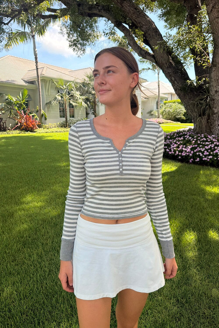 Zelly Striped Top | Heather Grey and White Stripes / XS/S