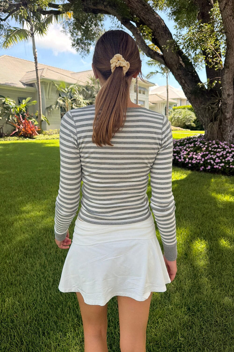 Zelly Striped Top | Heather Grey and White Stripes / XS/S