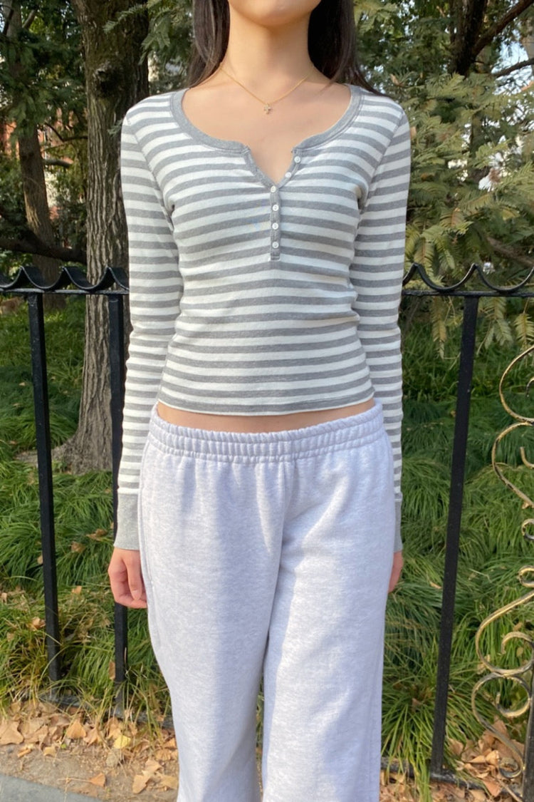 Zelly Striped Top | Heather Grey With White Stripes / XS/S