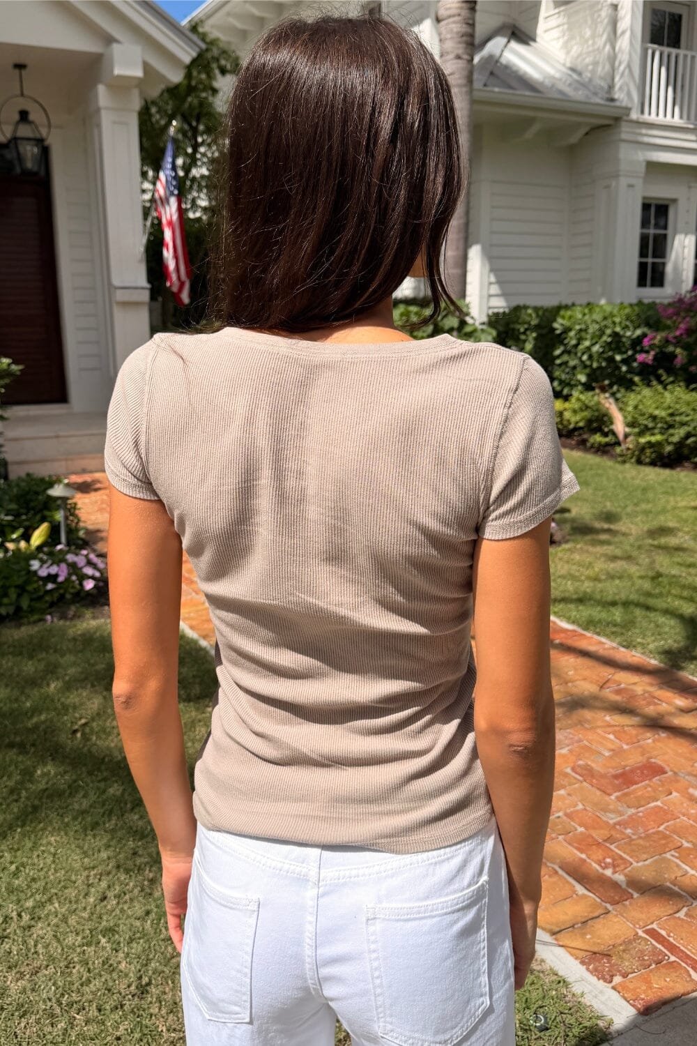 Zelly Ribbed Top | Taupe Beige / XS/S