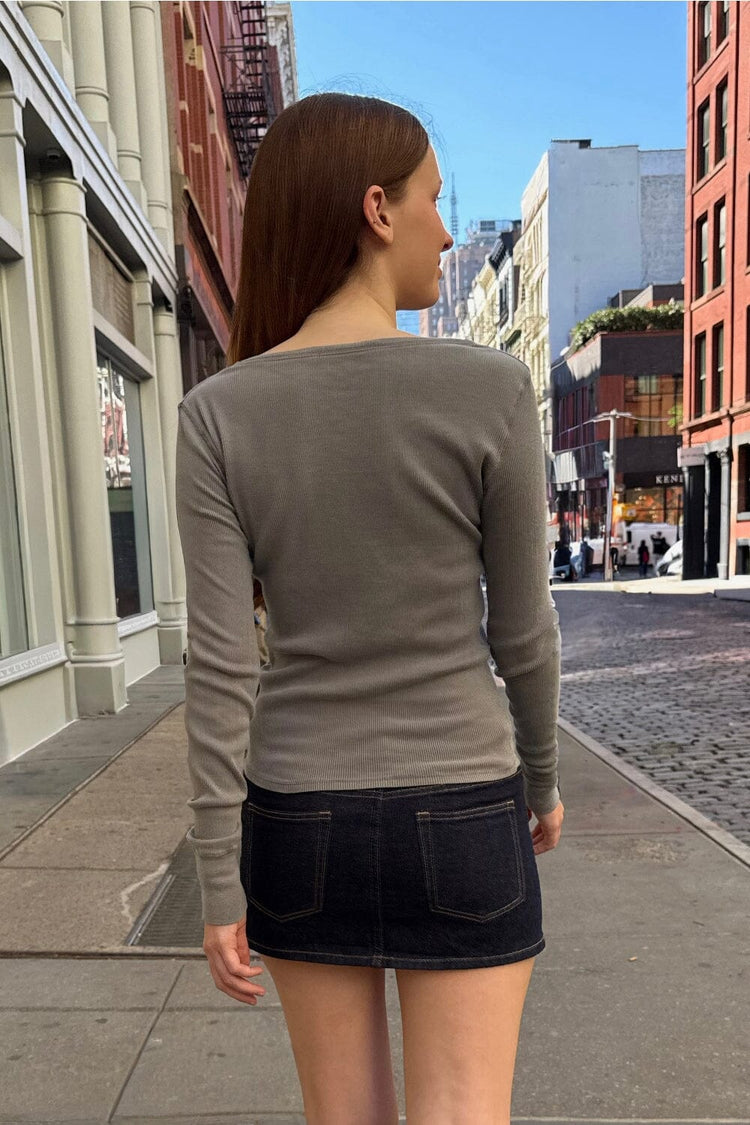 Zelly Ribbed Top | Ash Grey / XS/S