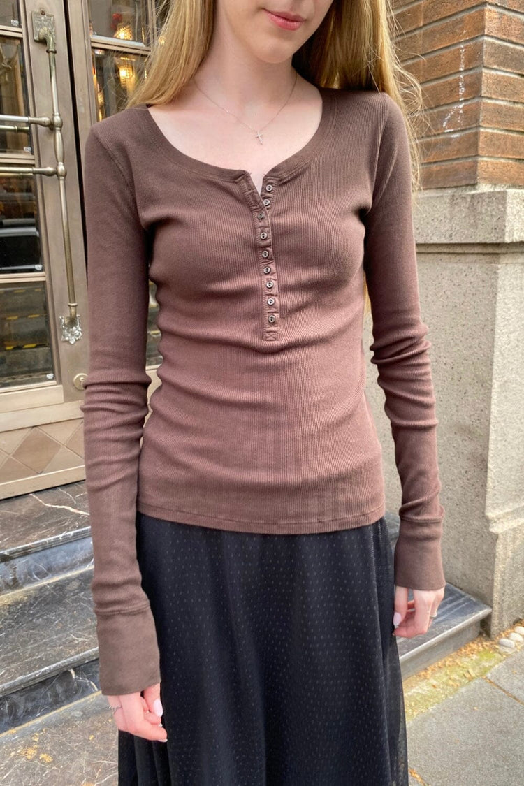 Zelly Ribbed Top | Brown / XS/S