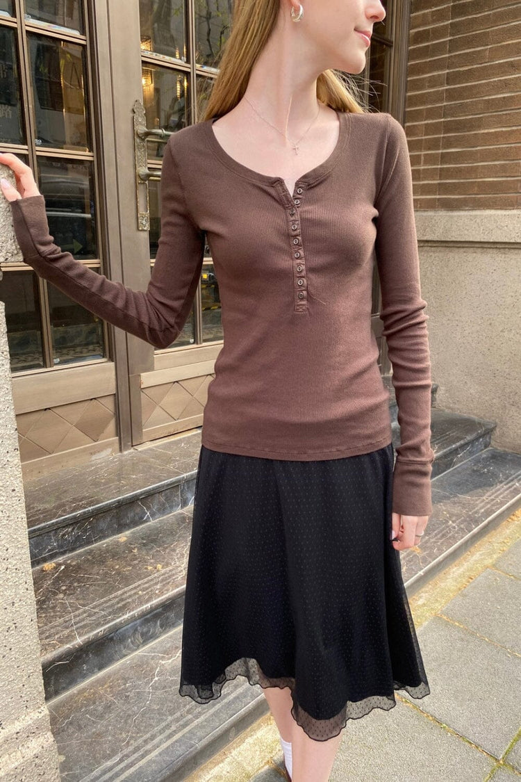 Zelly Ribbed Top | Brown / XS/S