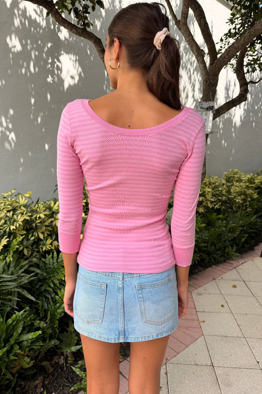 Bea Striped Top | Bubblegum Pink and Pink Stripes / XS/S
