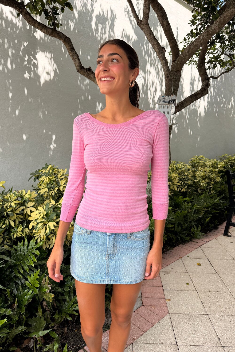 Bea Striped Top | Bubblegum Pink and Pink Stripes / XS/S