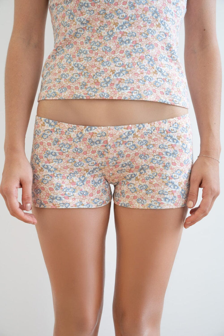 Floral Boyshort Boxer Underwear | Pink And Brown Blue Floral