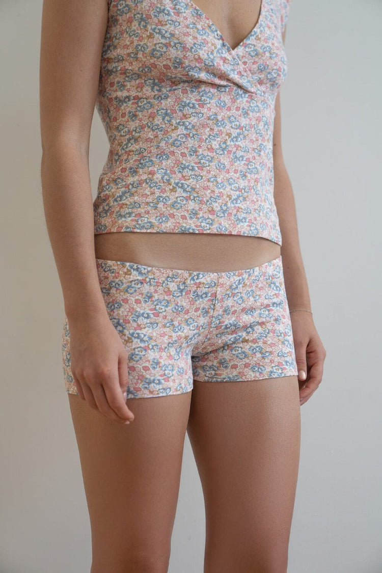 Floral Boyshort Boxer Underwear | Pink and Brown Blue Floral