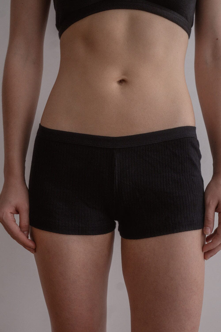 Boxer Thick Ribbed Underwear | Black / XS/S