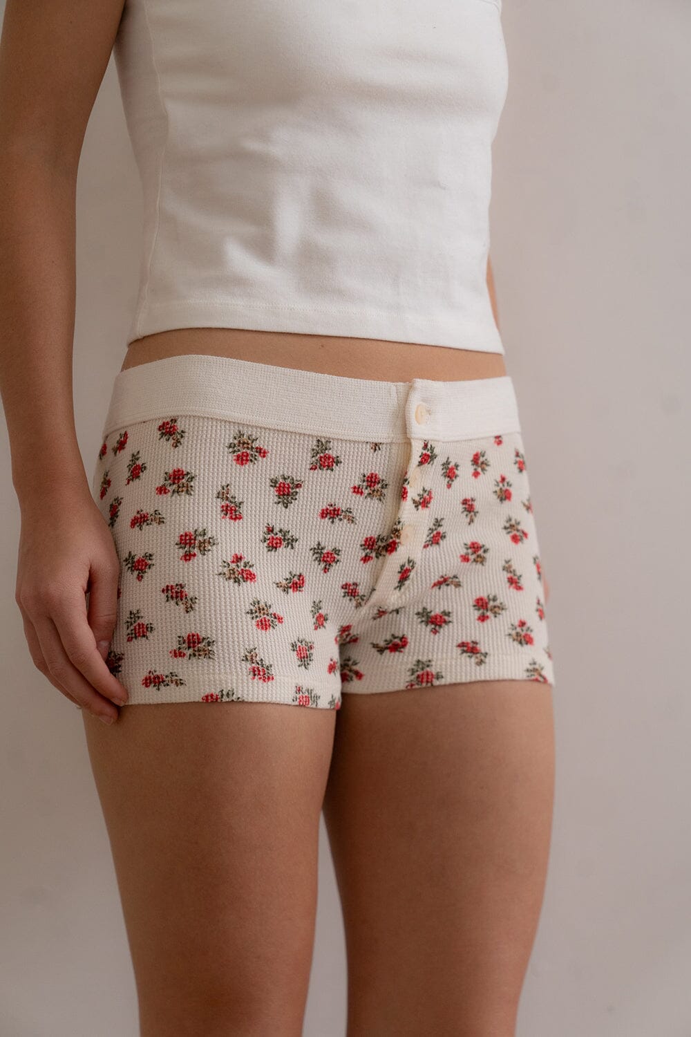 Ivory With Red And Green Floral / XS/S