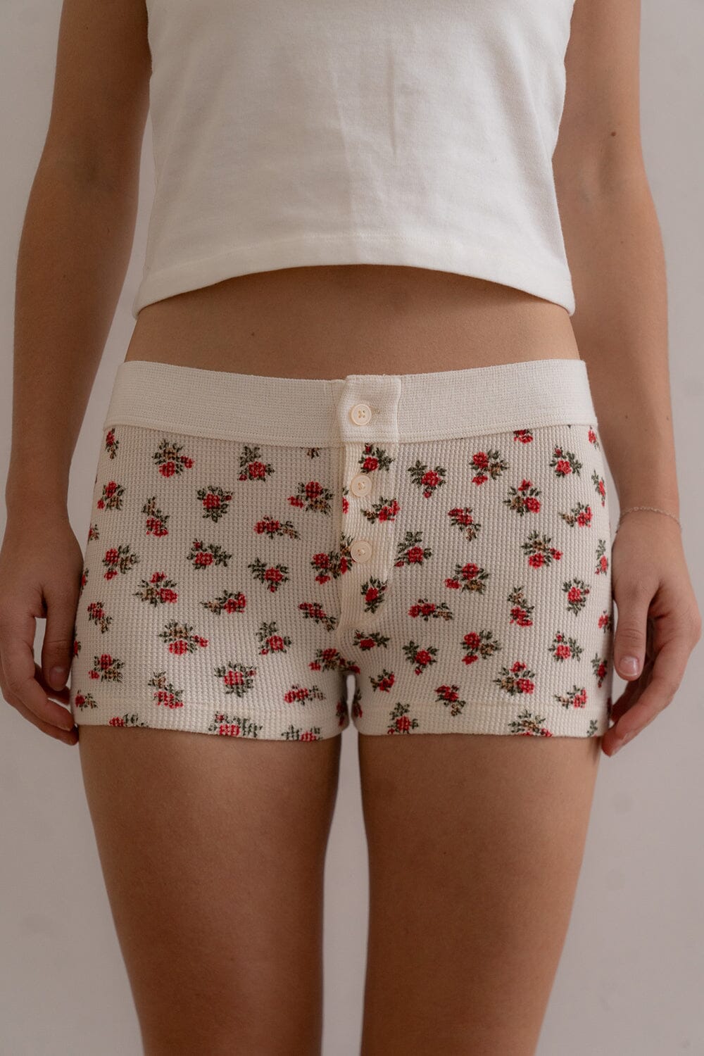 Ivory With Red And Green Floral / XS/S