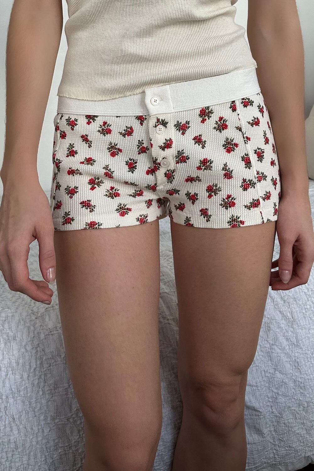 Ivory With Red And Green Floral / XS/S