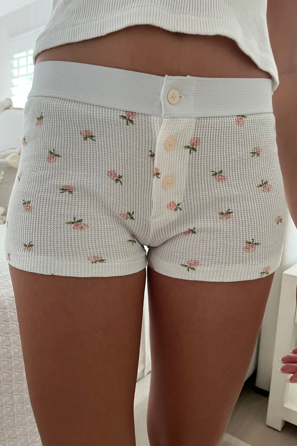 White With Pink And Green Floral / XS/S