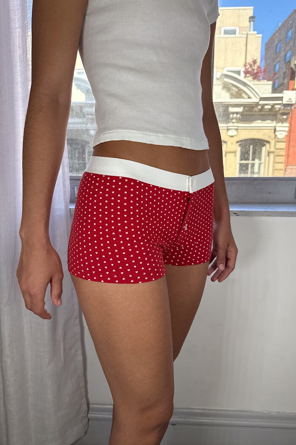 Red with White Hearts / XS/S