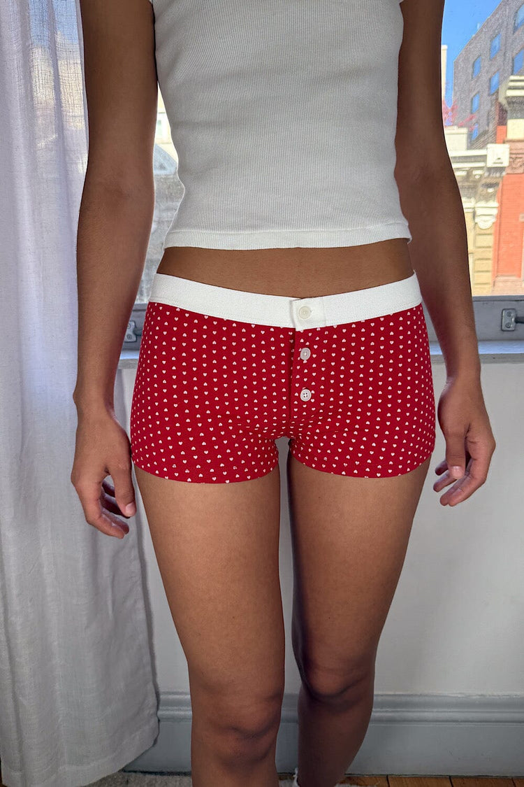 Boy Short Heart Underwear | Red with White Hearts / XS/S