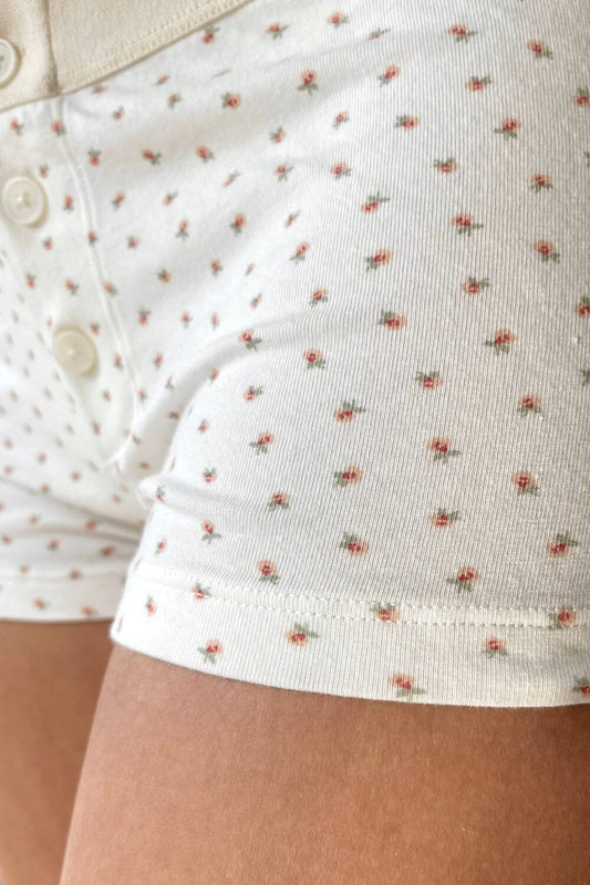 Floral Boyshort Underwear | White Peach Floral / XS/S