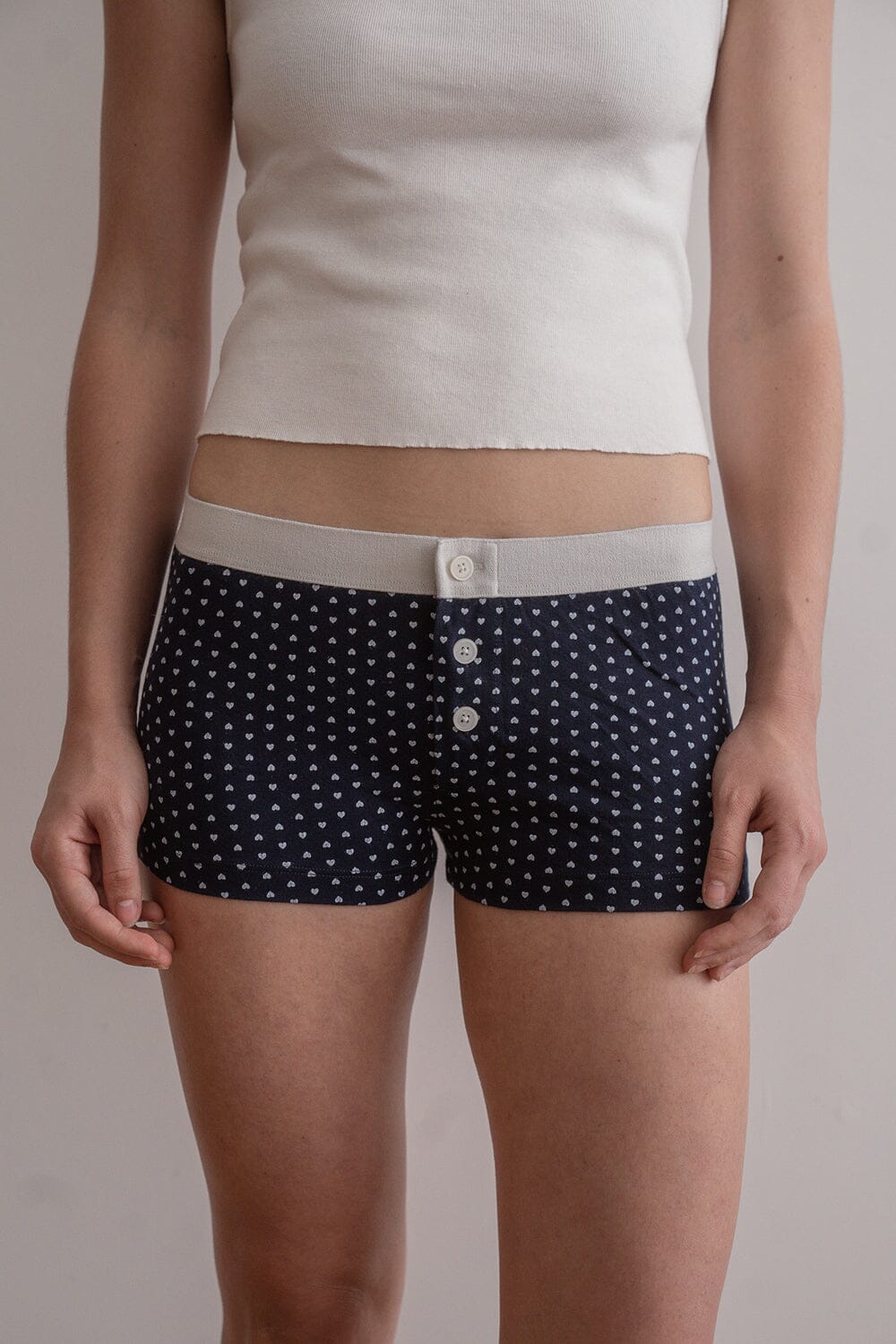Navy Blue with White Hearts / XS/S