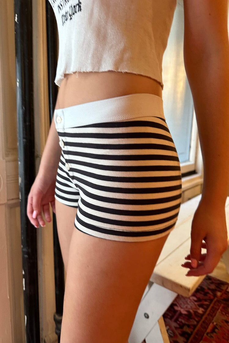 Boy Short Stripe Underwear | White And Black Stripe / XS/S