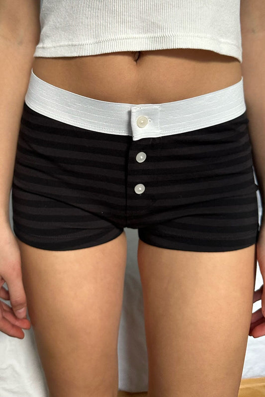 Boy Short Striped Underwear | Dark Grey Faded Black Stripes / XS/S