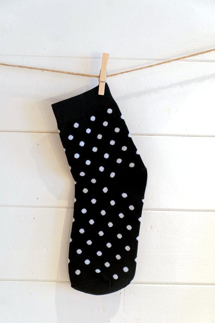 Polka Dots Socks | Black with White Polka Dots