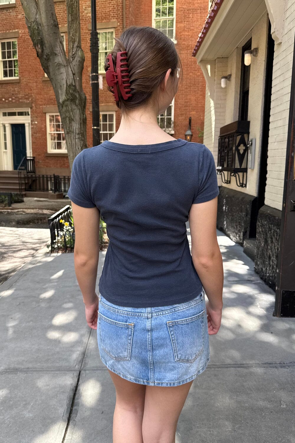 Hailie Basic Top | Faded Navy Blue / XS/S