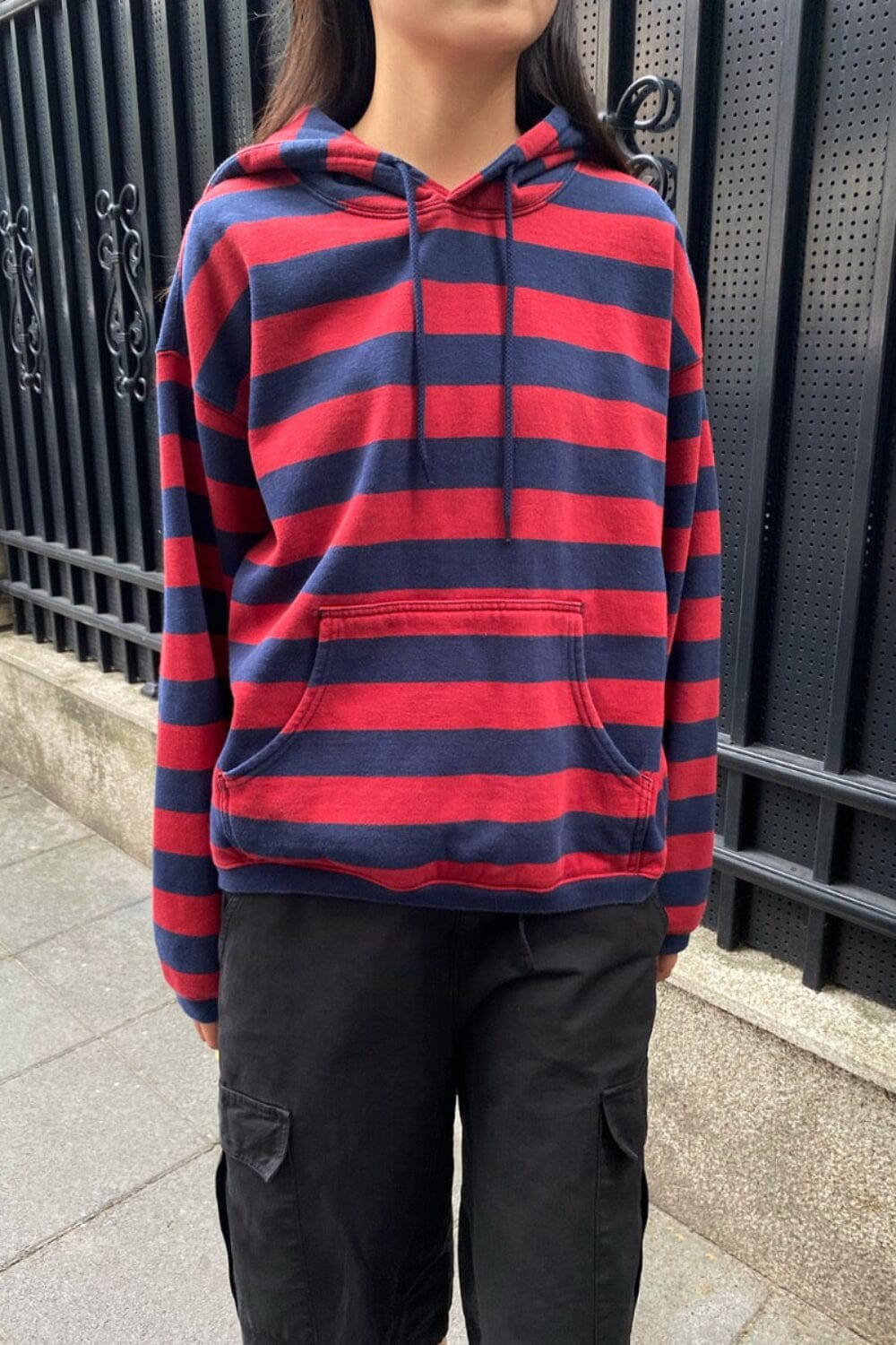 Christy Striped Hoodie | Navy Blue and Red Stripes / Oversized Fit