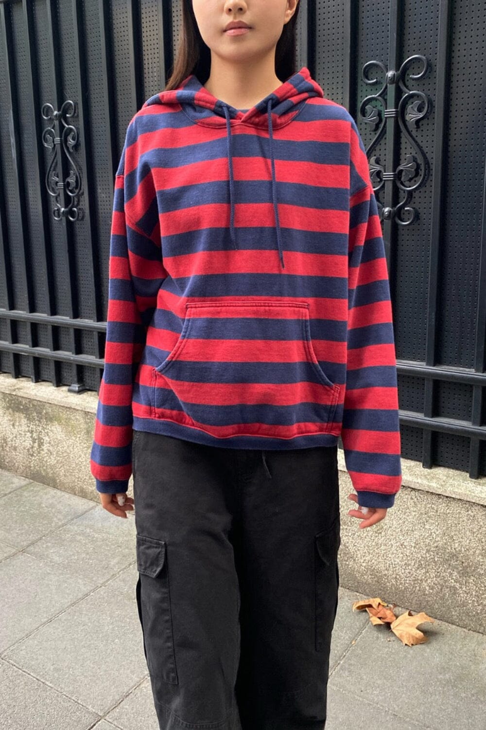 Christy Striped Hoodie | Navy Blue and Red Stripes / Oversized Fit