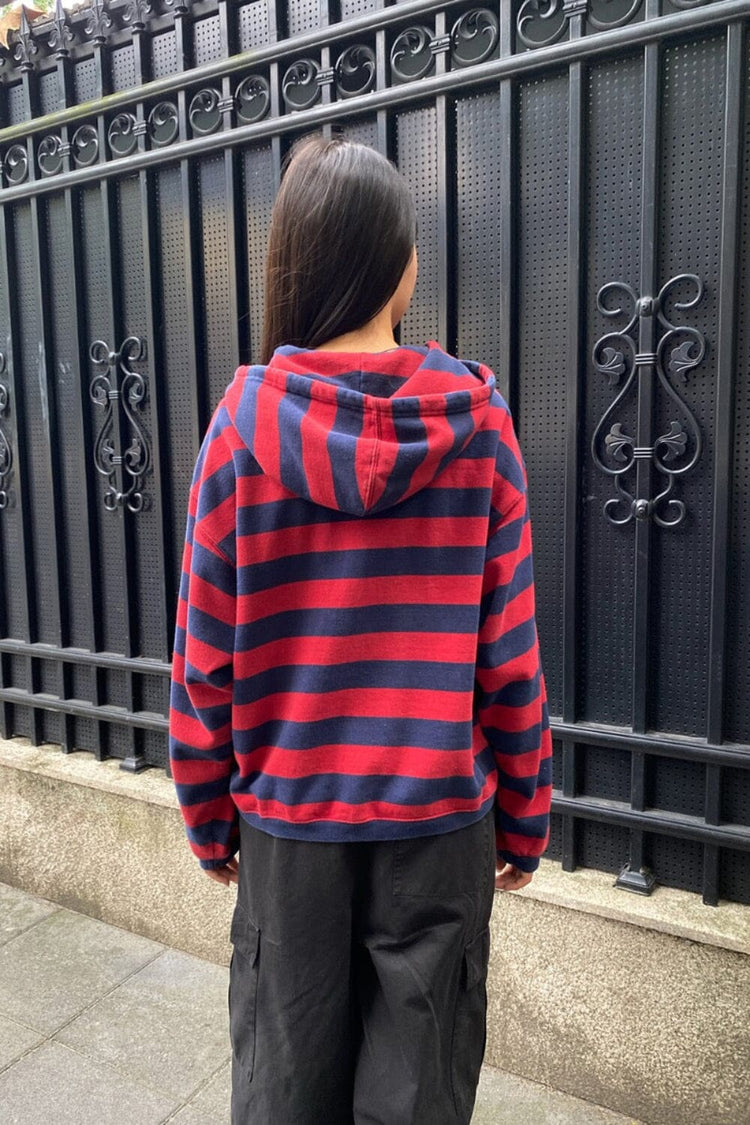 Christy Striped Hoodie | Navy Blue and Red Stripes / Oversized Fit