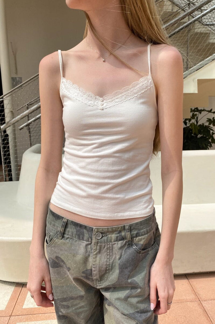 Aden Lace Button Tank | White / XS/S