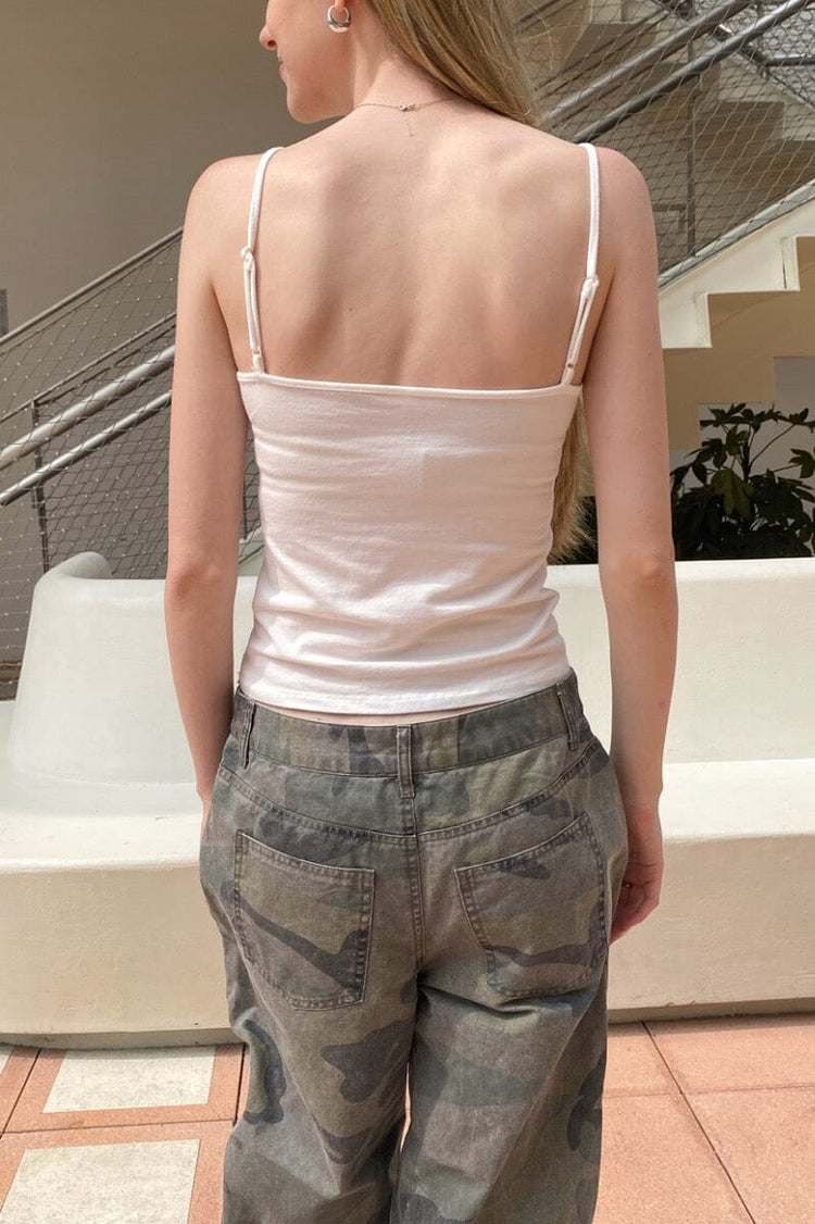 Aden Lace Button Tank | White / XS/S