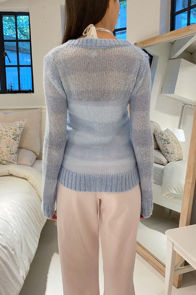 Nikki Striped Sweater | Pastel Blue Stripes / S