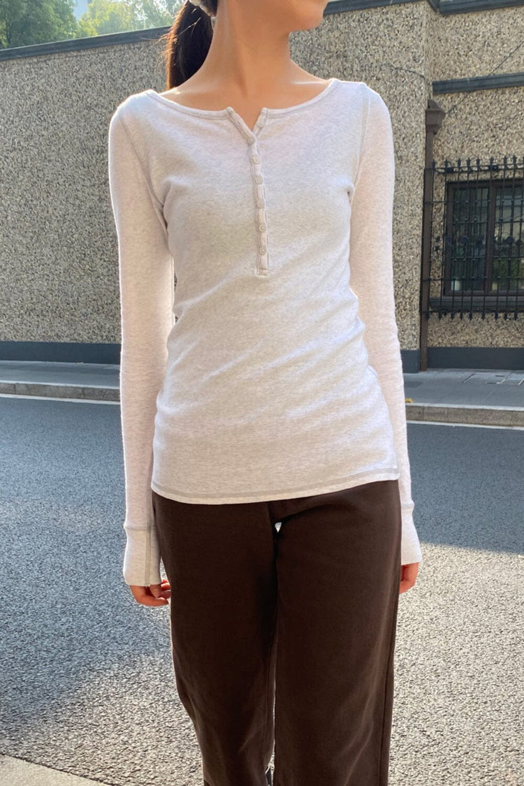 Zelly Long Sleeve Top | White Heather / XS/S