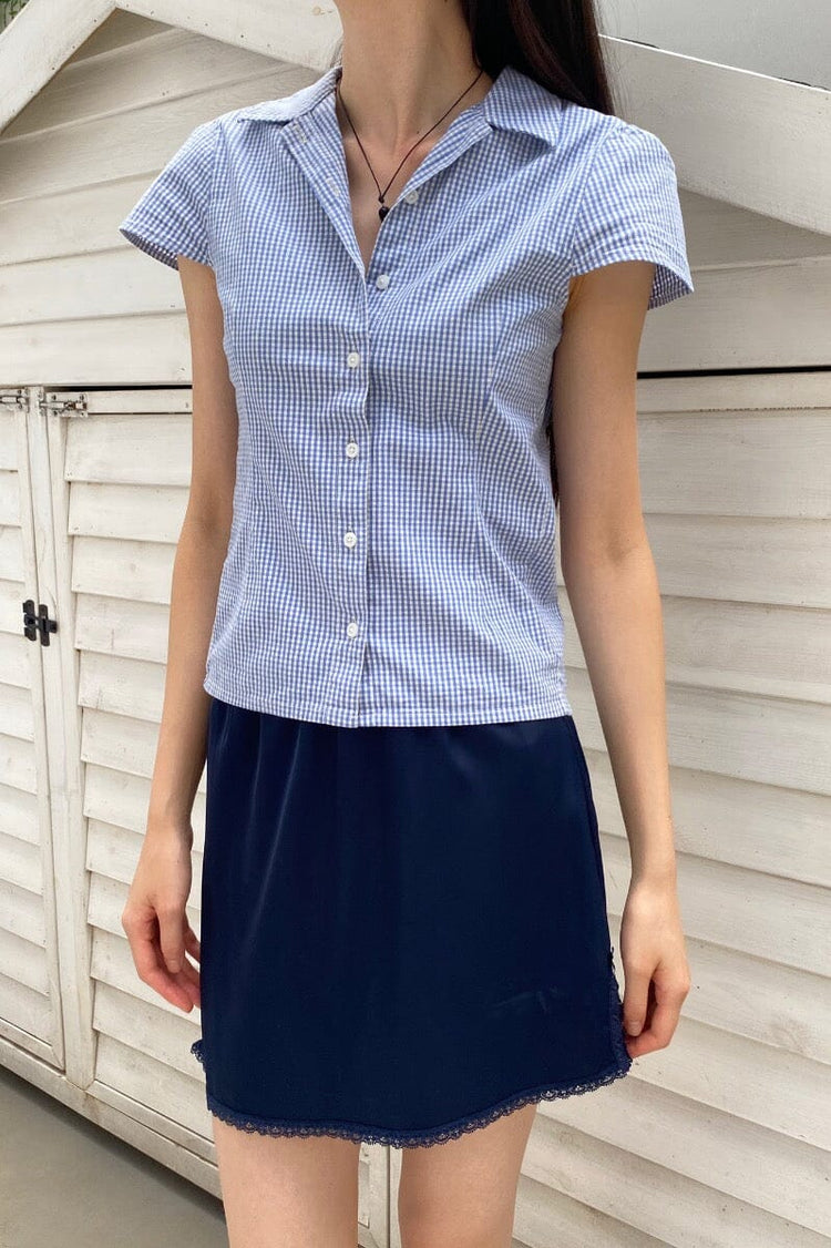 Rue Plaid Top | Blue and White Plaid / XS/S