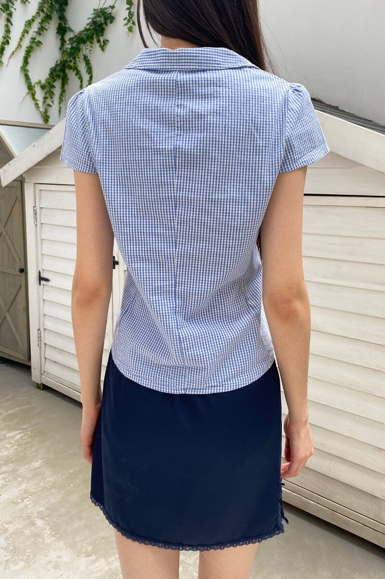 Rue Plaid Top | Blue and White Plaid / XS/S