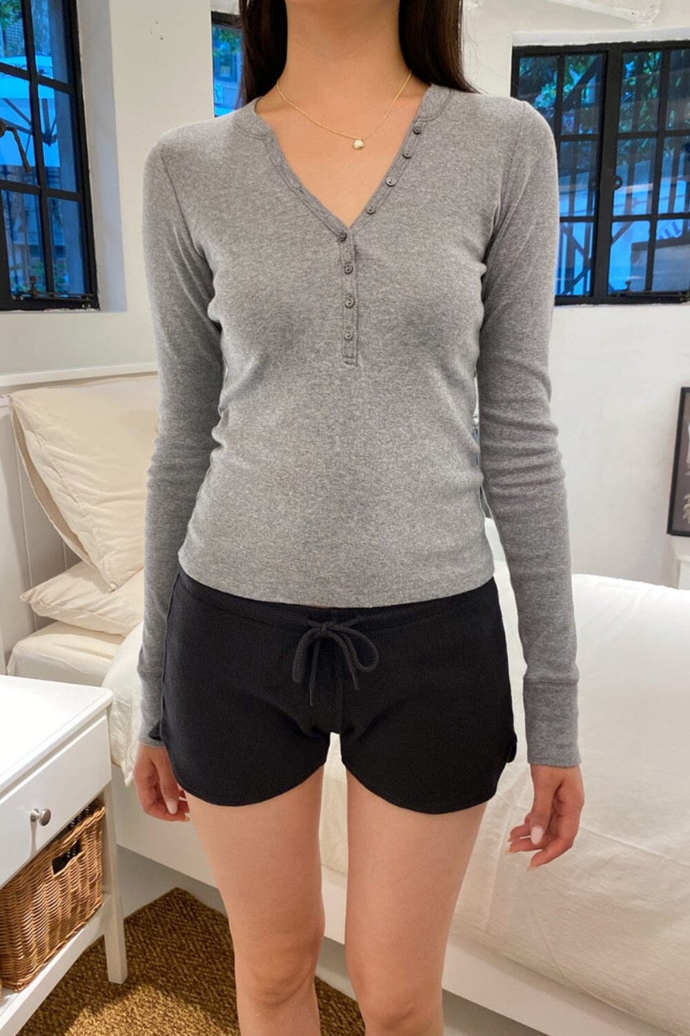 Annabelle Long Sleeve Top | Heather Grey / XS/S